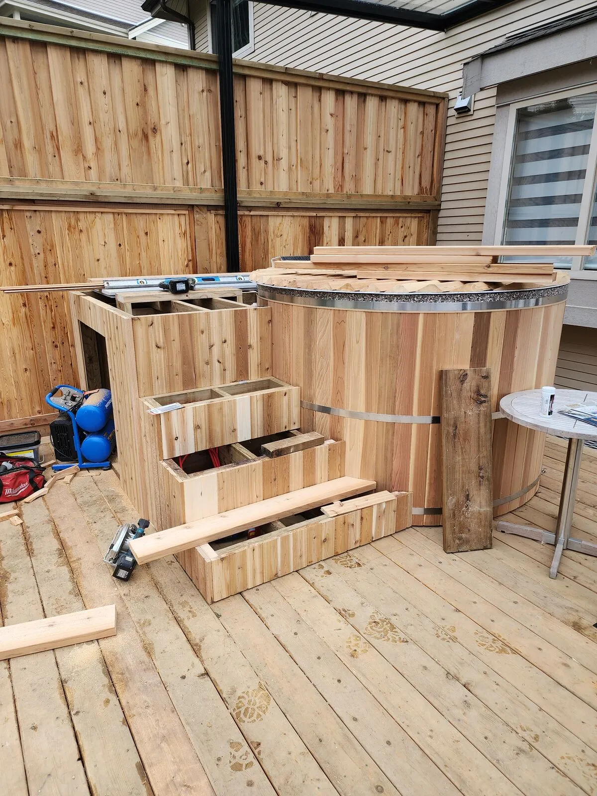 Setting the tub and framing the equipment cabinet