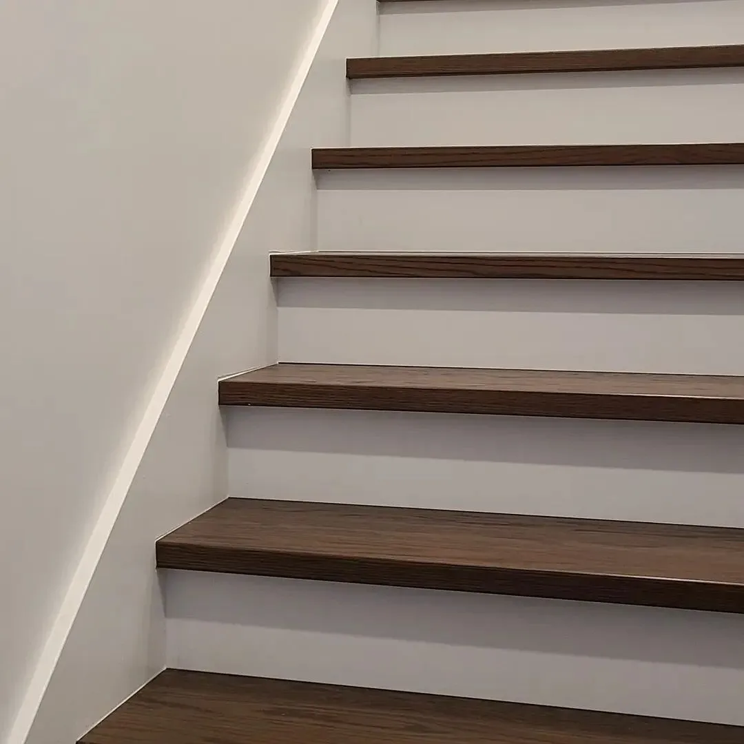 Solid red oak treads, painted white risers