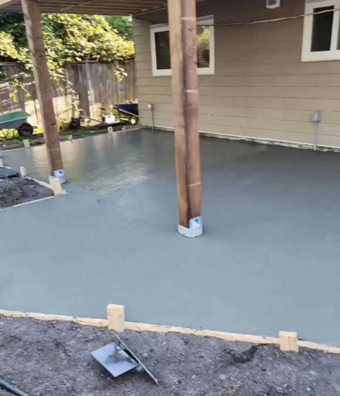 Forming and pouring the concrete patios
