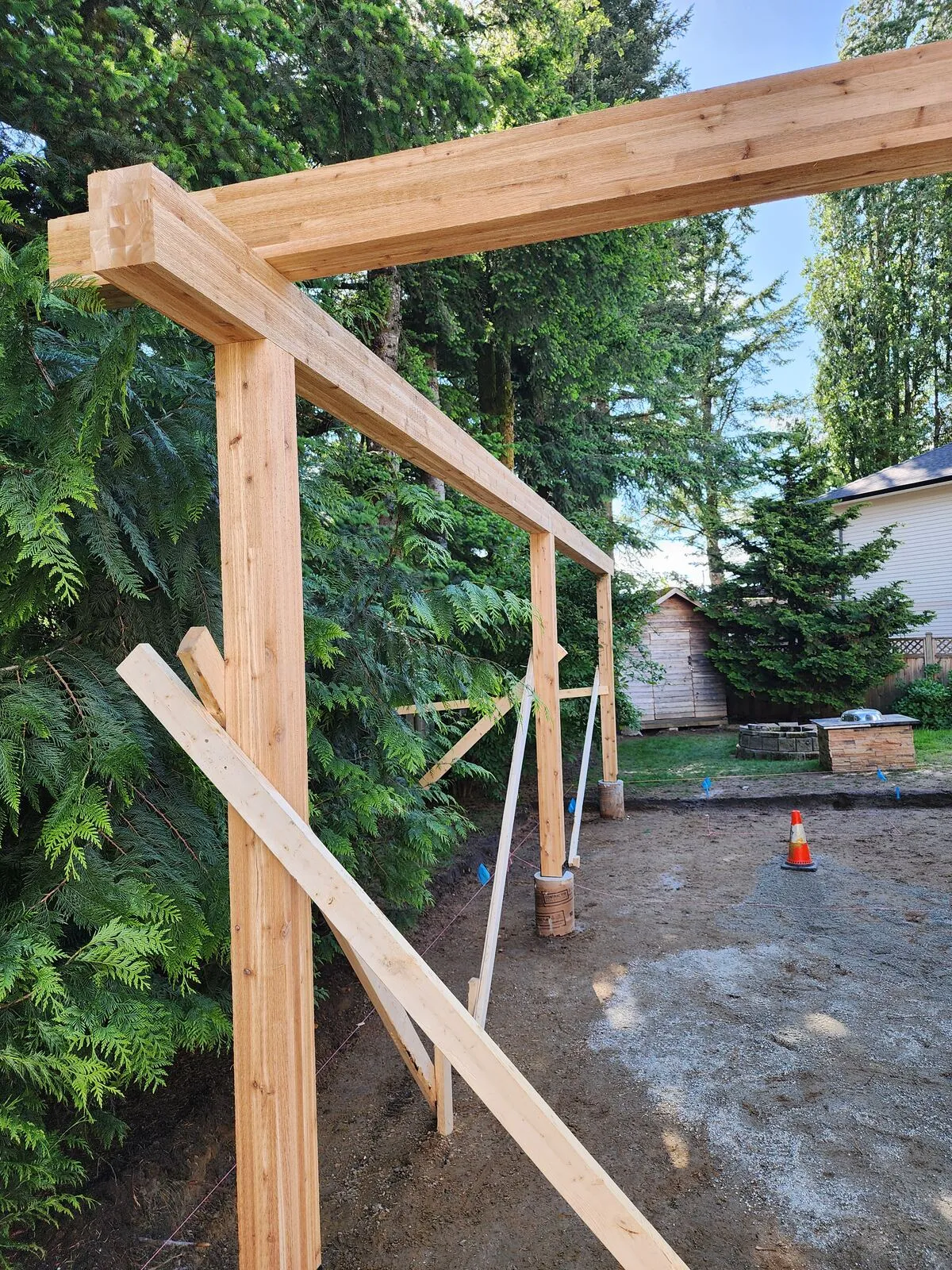 Heavy 6×6 cedar post-and-beam frame
