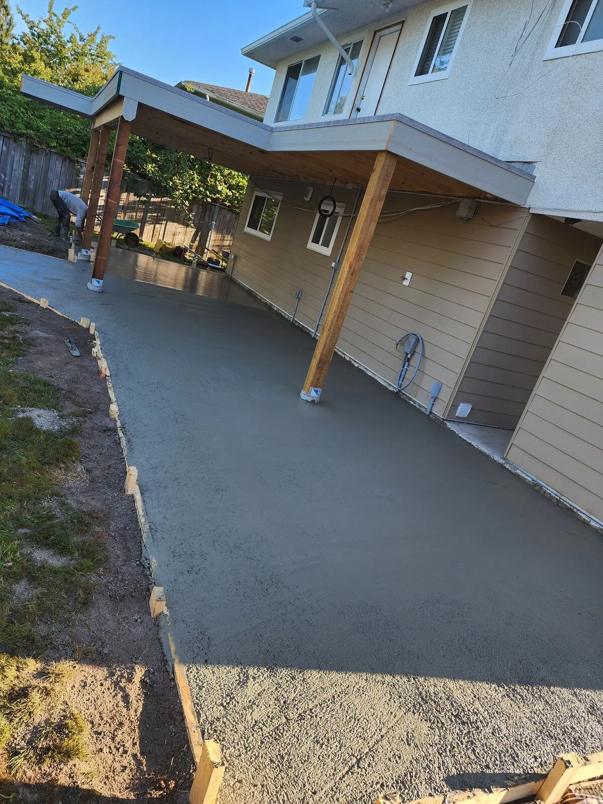 Forming and pouring the concrete patios