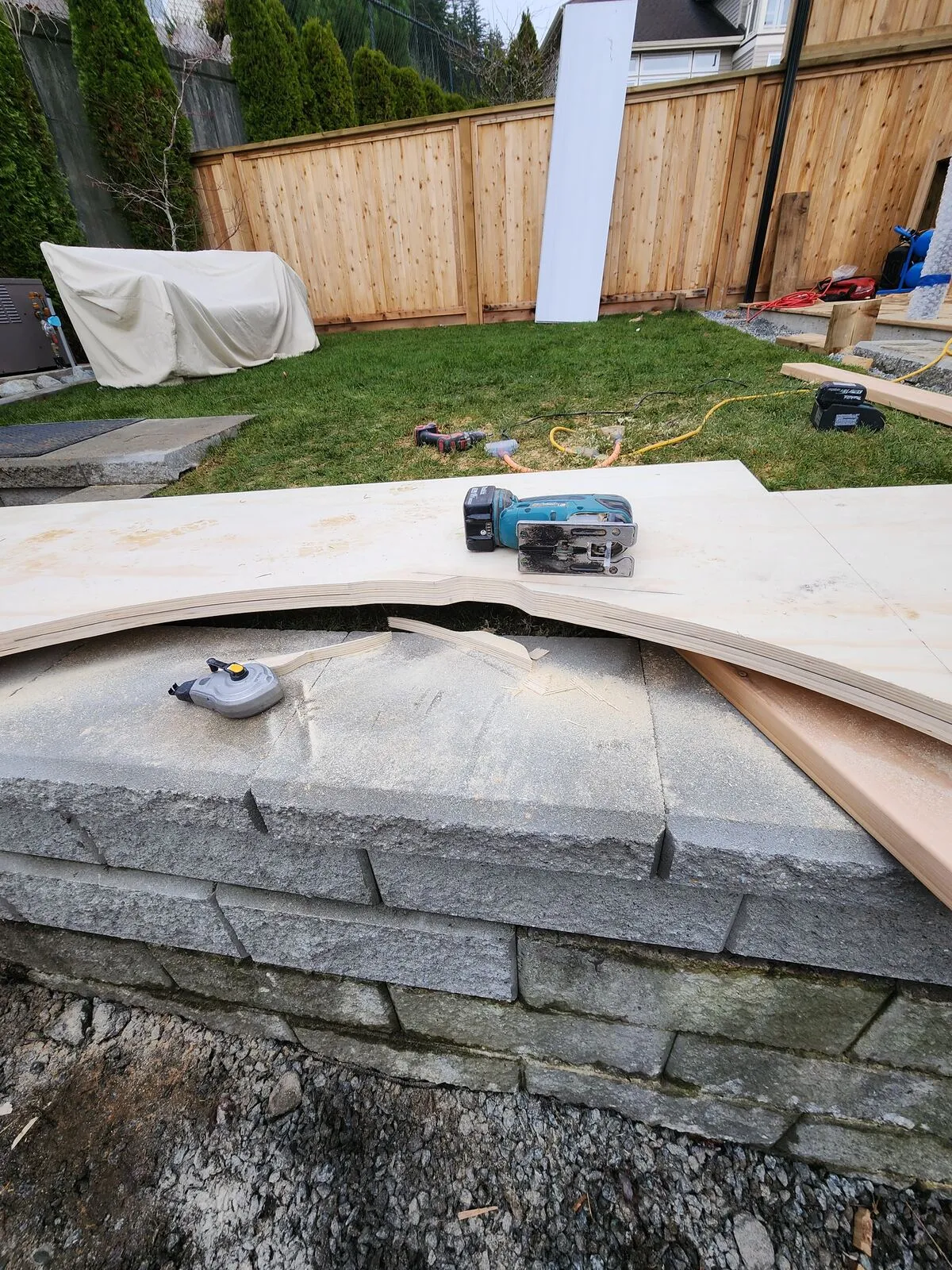 Templating the curved deck extension