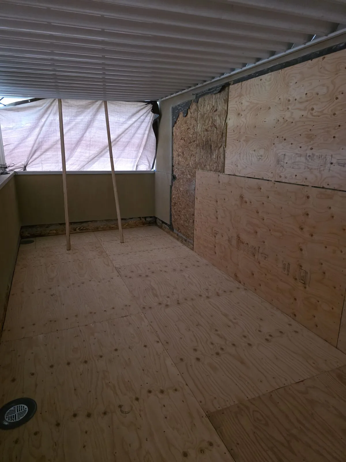 Rebuild: new framing, sleepers, insulation and sheathing