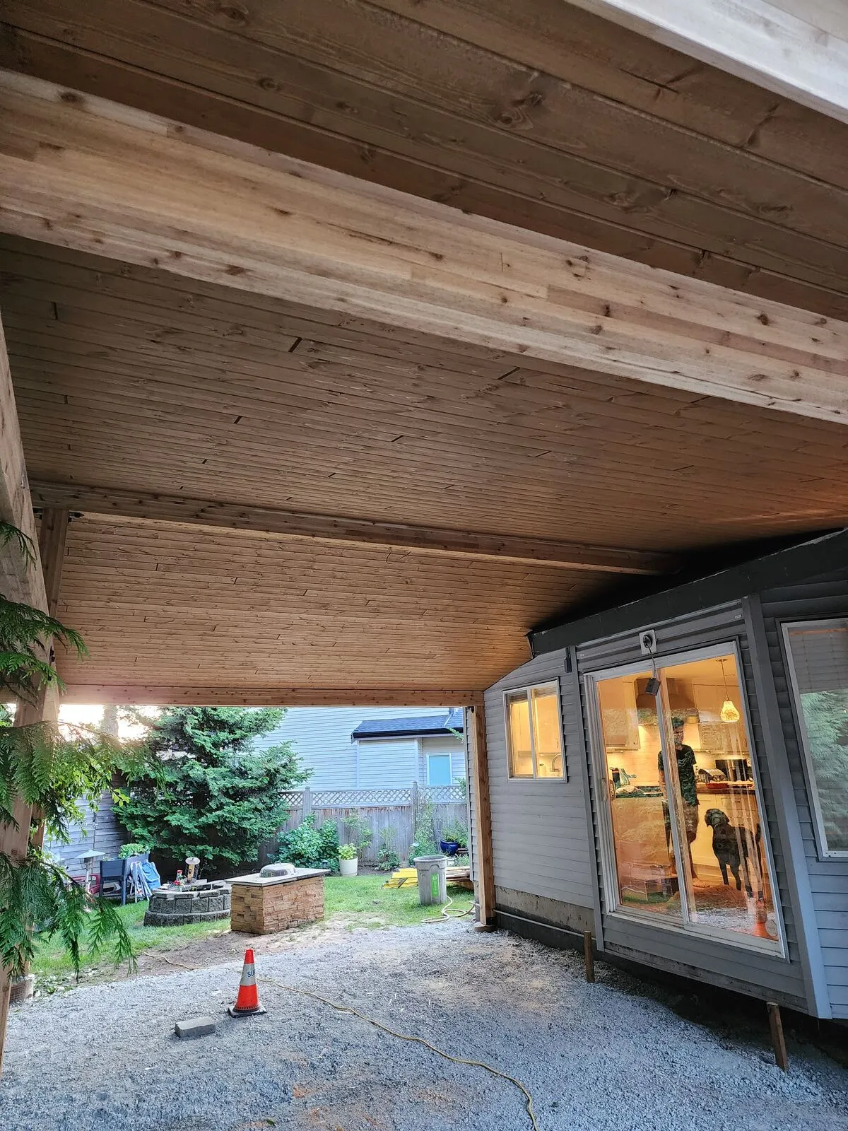 Stain, string lights and the finished outdoor room