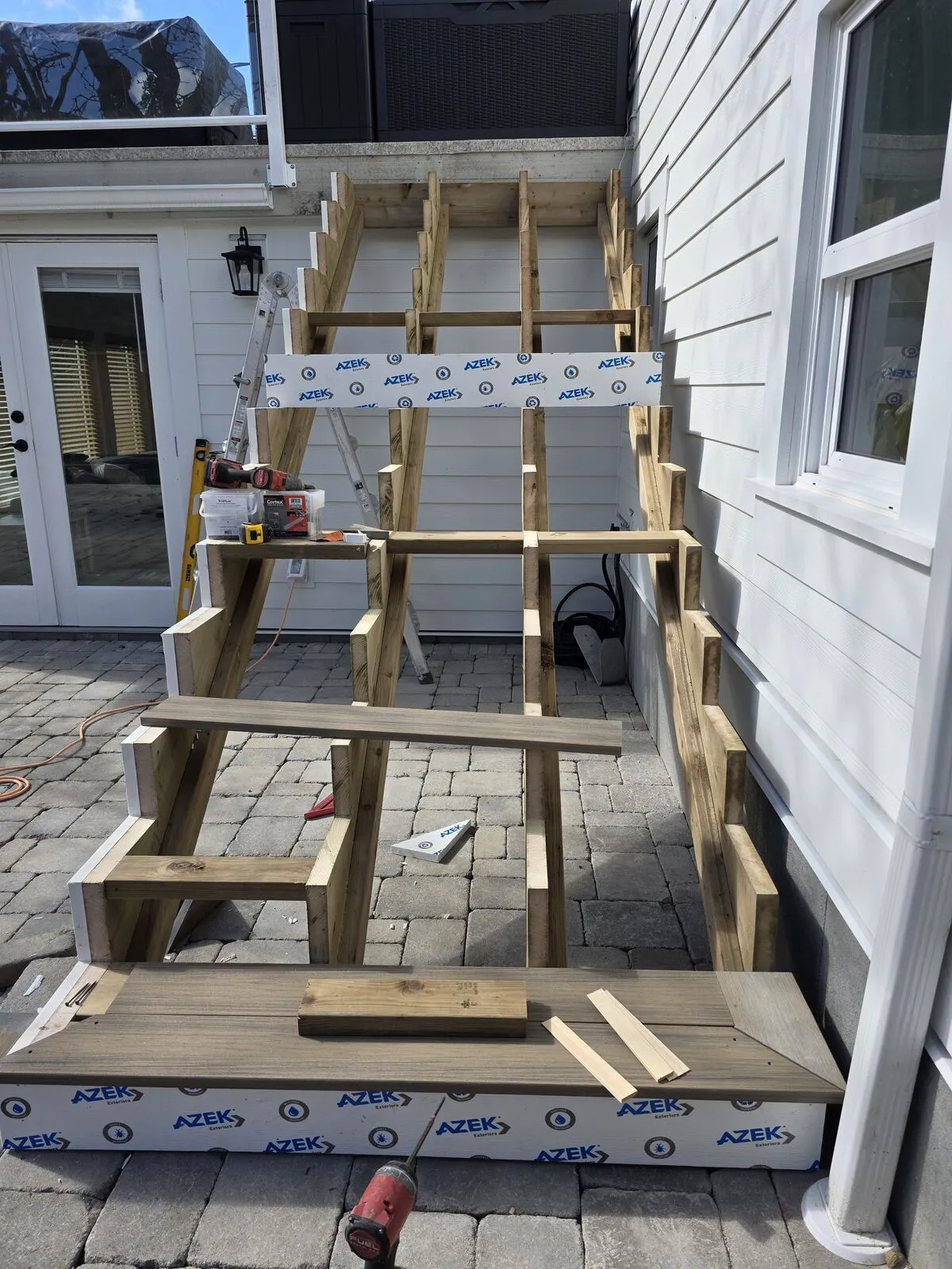 AZEK trim, picture-frame treads, finished stair